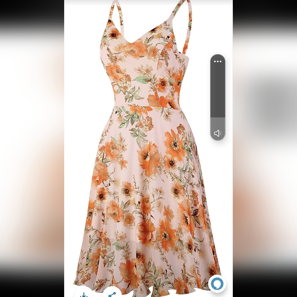 Ellames midi dress very pretty with flowers orange 🧡 has pockets
